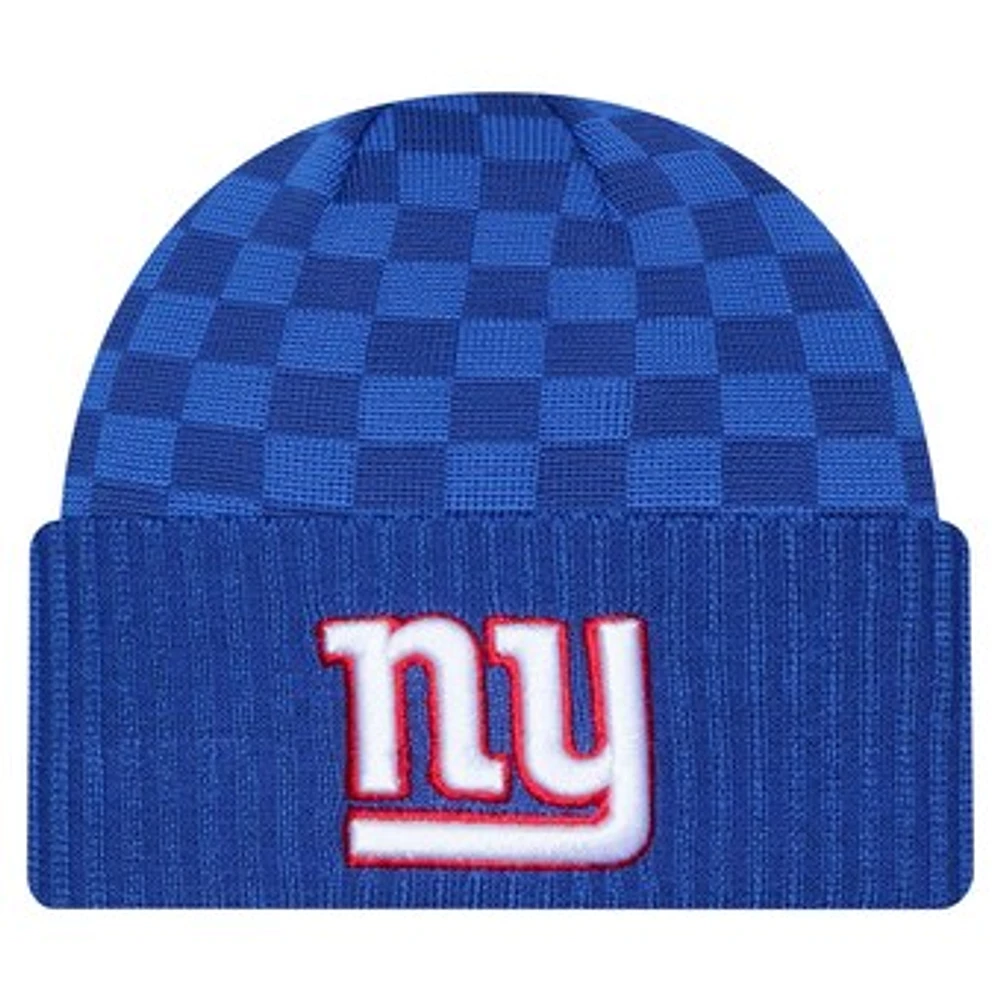 Men's New Era Royal New York Giants Checkered Cuffed Knit Hat