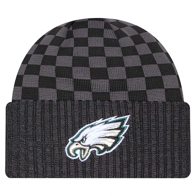 Men's New Era Black Philadelphia Eagles Checkered Cuffed Knit Hat