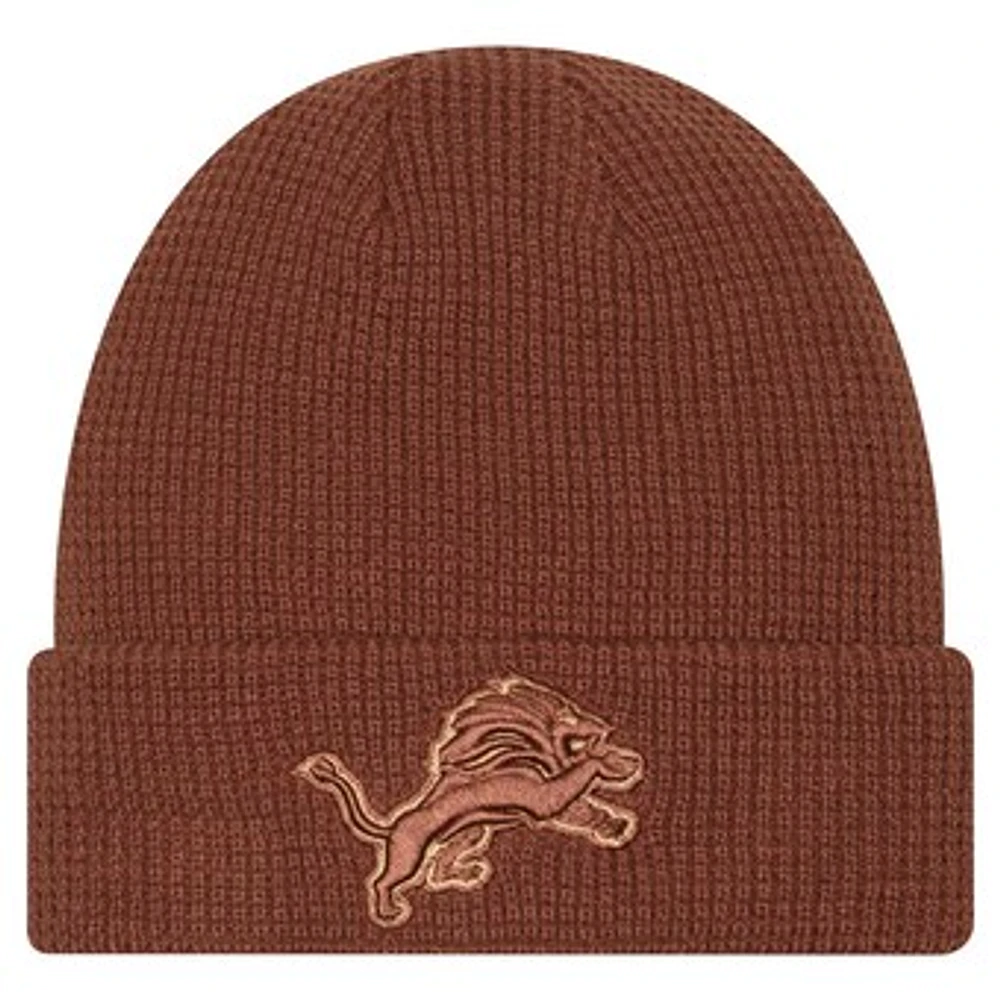 Men's New Era Brown Detroit Lions Tiramasu Waffle Cuffed Knit Hat