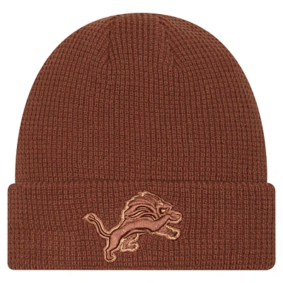 Men's New Era Brown Detroit Lions Tiramasu Waffle Cuffed Knit Hat