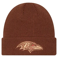 Men's New Era Brown Baltimore Ravens Tiramasu Waffle Cuffed Knit Hat