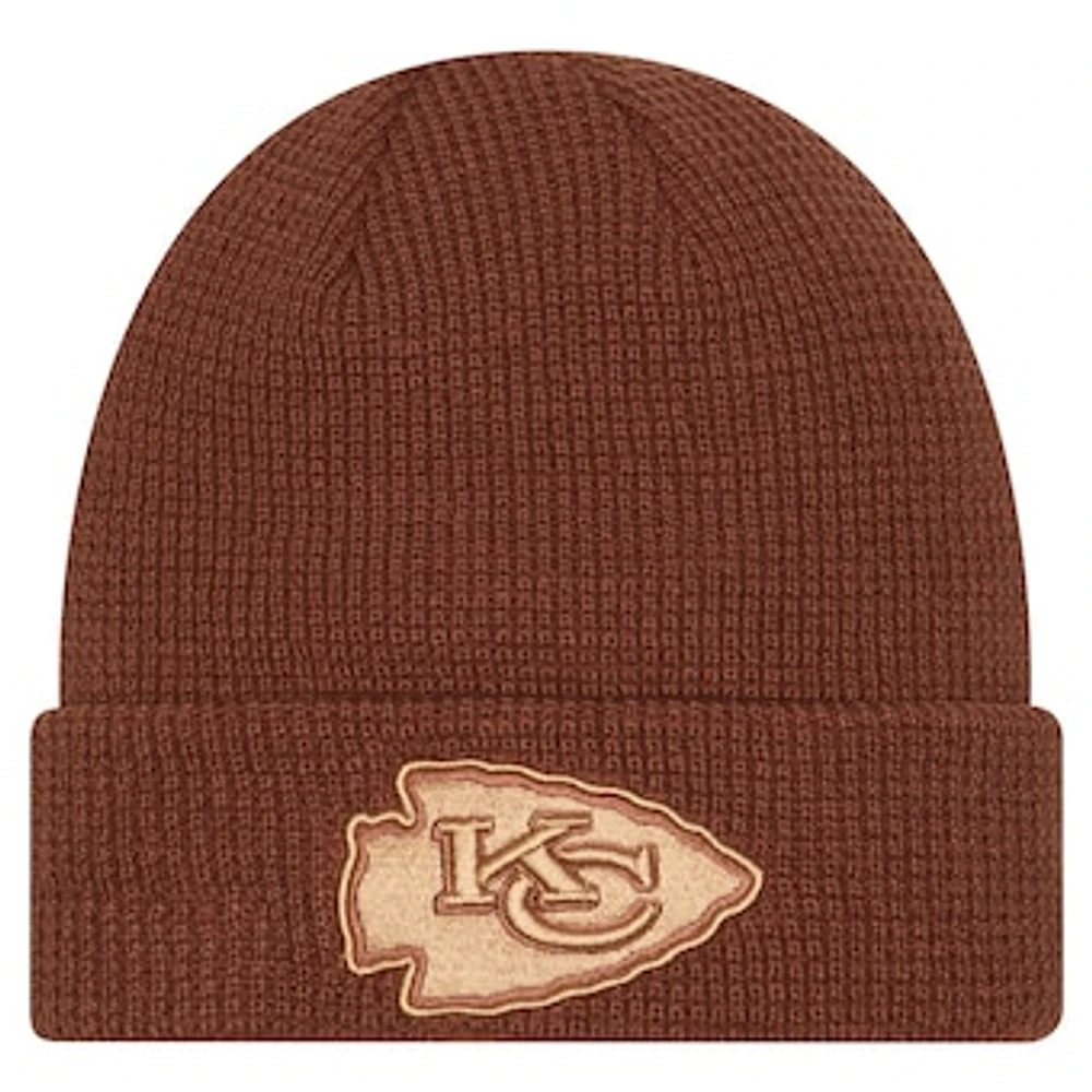 Men's New Era Brown Kansas City Chiefs Tiramasu Waffle Cuffed Knit Hat