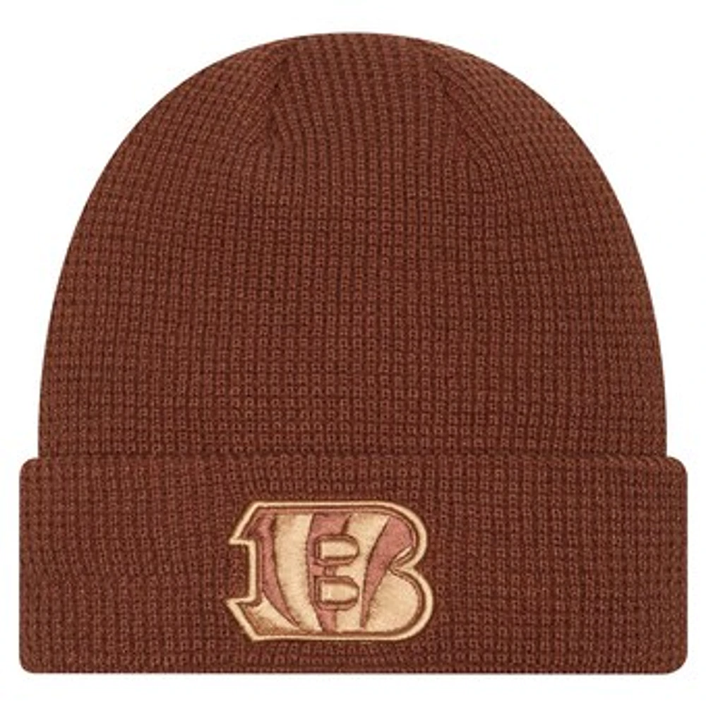 Men's New Era Brown Cincinnati Bengals Tiramasu Waffle Cuffed Knit Hat