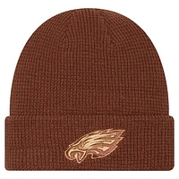 Men's New Era Brown Philadelphia Eagles Tiramasu Waffle Cuffed Knit Hat