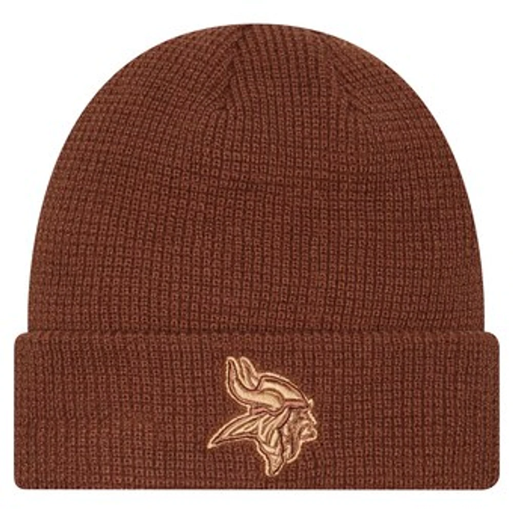 Men's New Era Brown Minnesota Vikings Tiramasu Waffle Cuffed Knit Hat