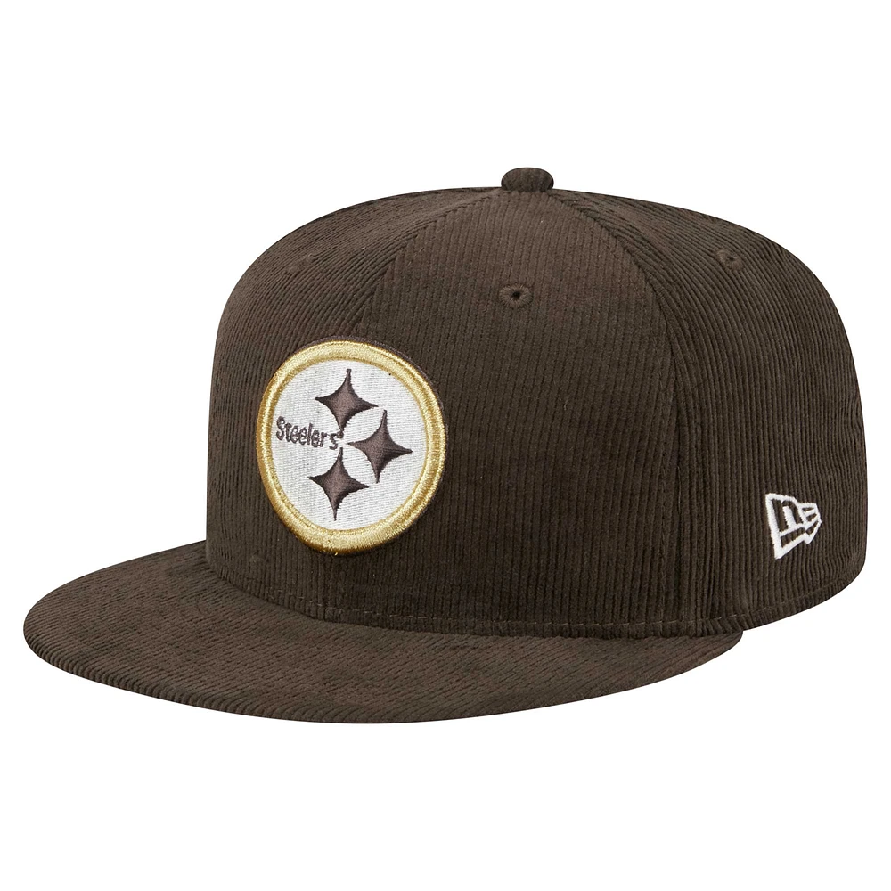 Men's New Era  Brown Pittsburgh Steelers Choco Cord 59FIFTY Fitted Hat