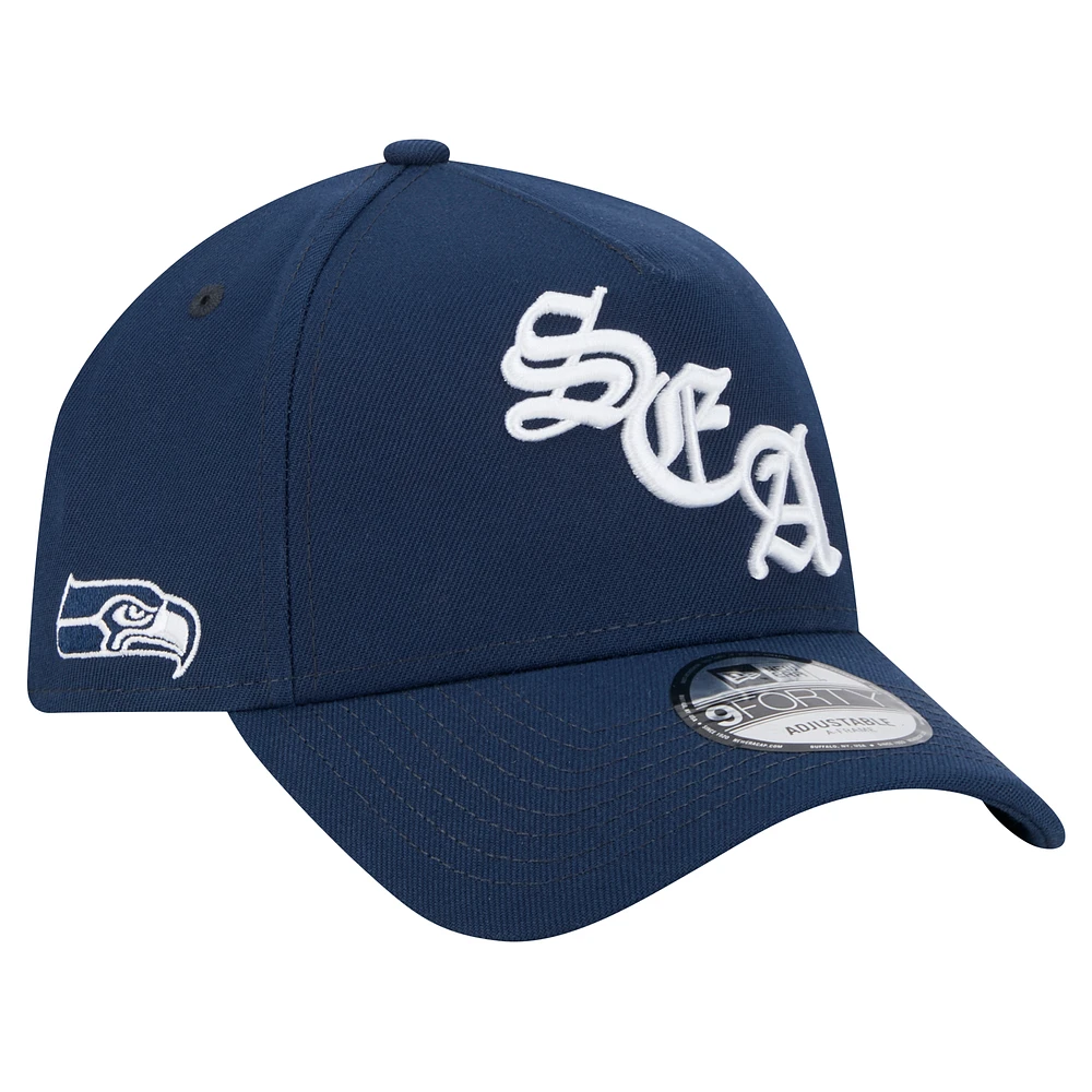 Men's New Era College Navy Seattle Seahawks Mystic 9FORTY A-Frame Adjustable Hat