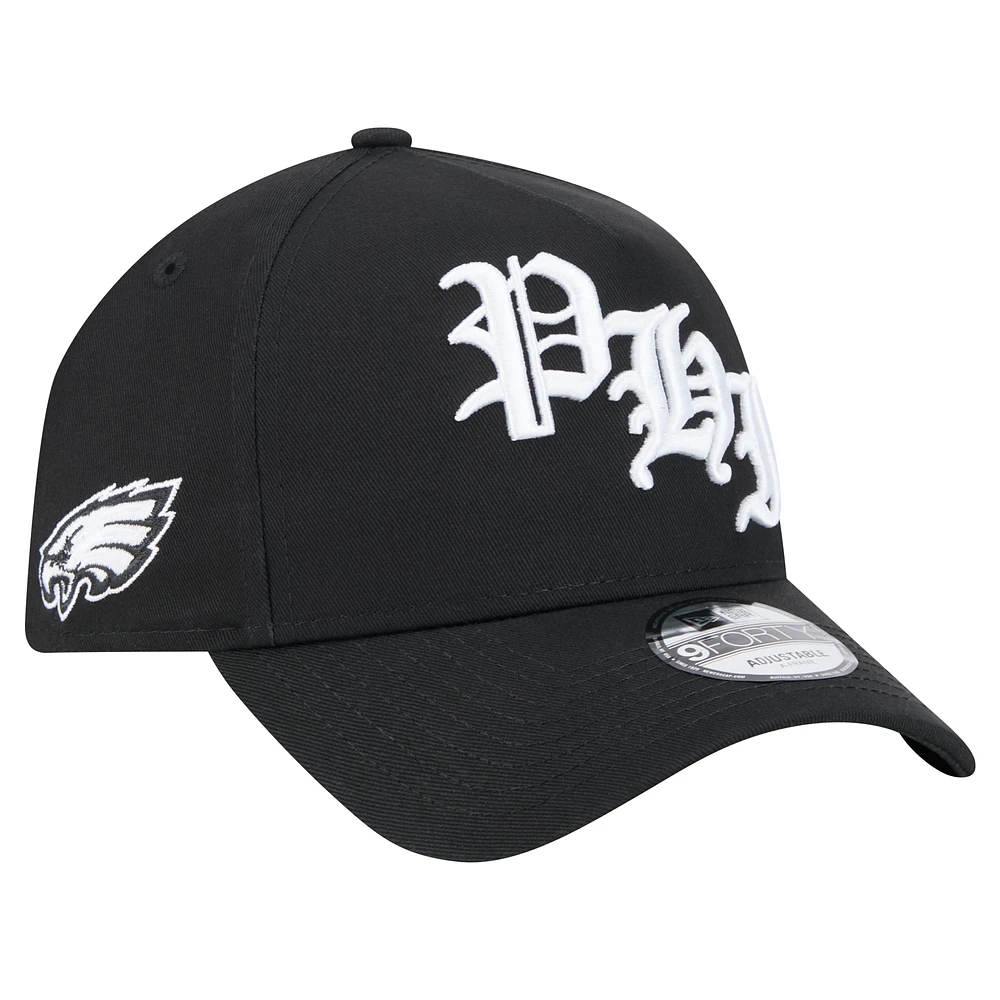 Men's New Era Black Philadelphia Eagles Mystic 9FORTY A-Frame Adjustable Hat