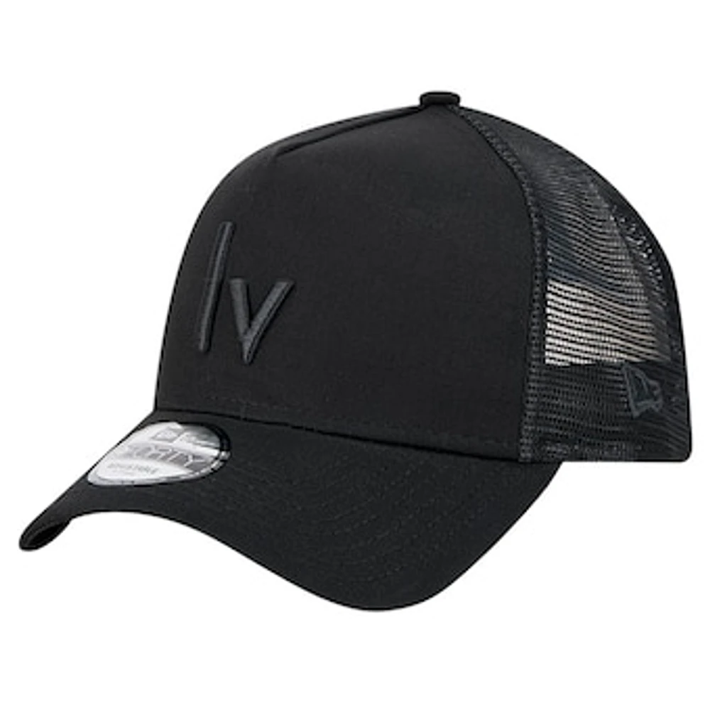 Men's New Era Black Las Vegas Raiders Domain 9FORTY A-Frame Trucker Adjustable Hat