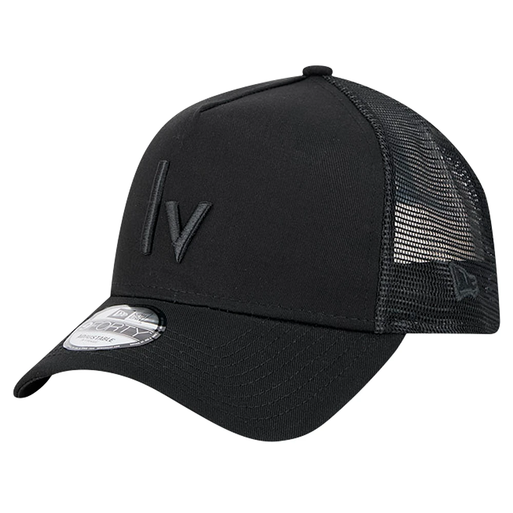 Men's New Era Black Las Vegas Raiders Domain 9FORTY A-Frame Trucker Adjustable Hat