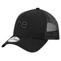 Men's New Era Black New England Patriots Domain 9FORTY A-Frame Trucker Adjustable Hat