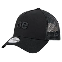 Men's New Era Black New England Patriots Domain 9FORTY A-Frame Trucker Adjustable Hat