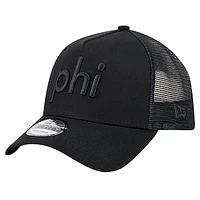 Men's New Era Black Philadelphia Eagles Domain 9FORTY A-Frame Trucker Adjustable Hat