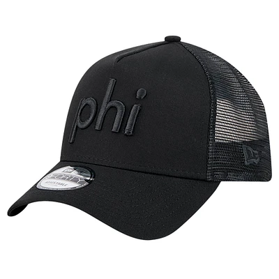 Men's New Era Black Philadelphia Eagles Domain 9FORTY A-Frame Trucker Adjustable Hat