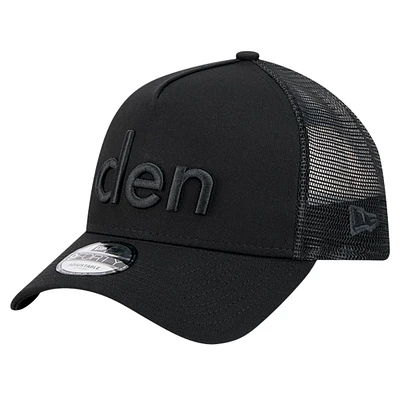 Men's New Era Black Denver Broncos Domain 9FORTY A-Frame Trucker Adjustable Hat