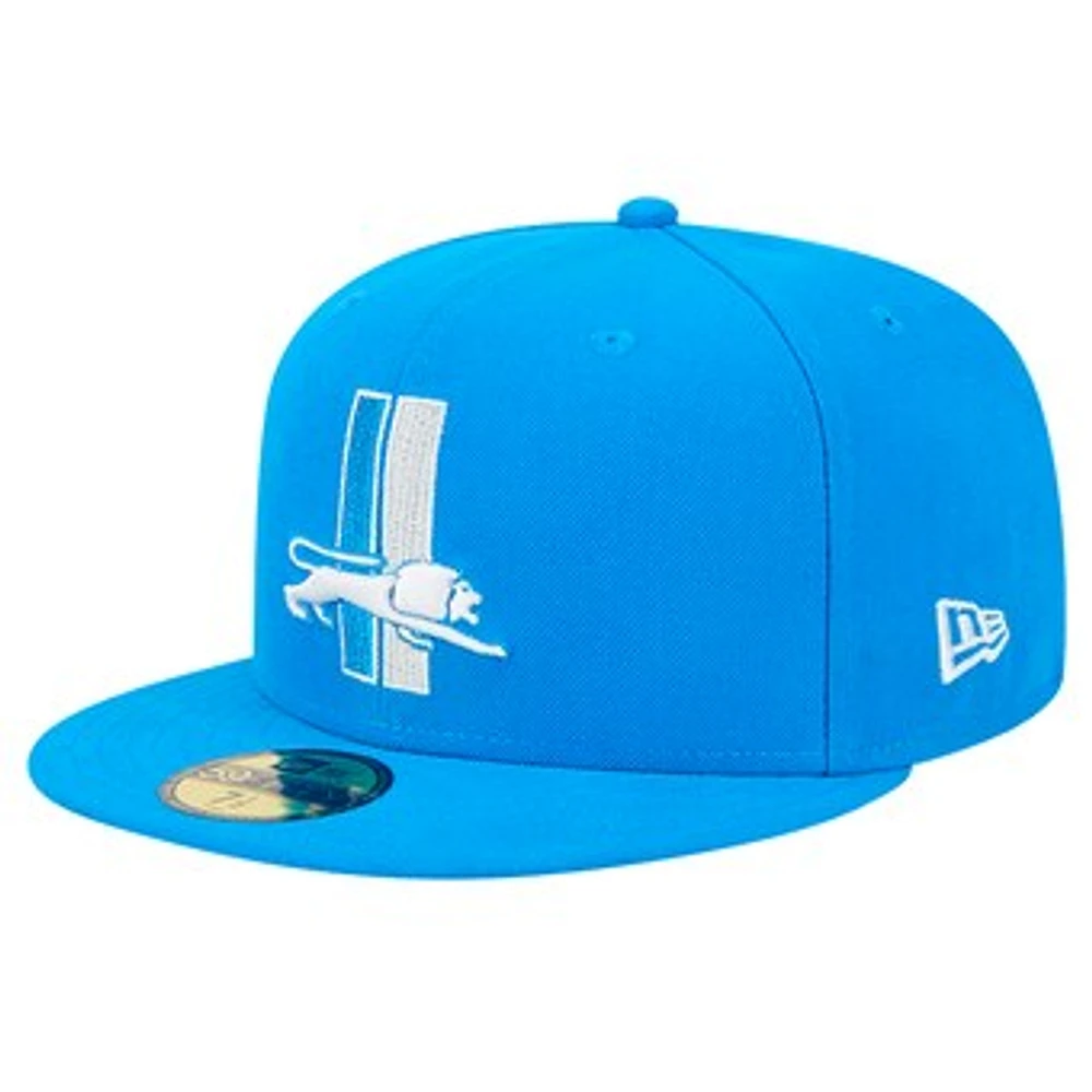 Men's New Era Blue Detroit Lions Omaha Throwback 59FIFTY Fitted Hat