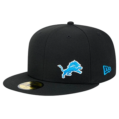 Men's New Era Black Detroit Lions Flawless 59FIFTY Fitted Hat