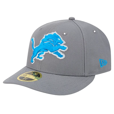 Men's New Era Gray Detroit Lions Omaha Low Profile 59FIFTY Fitted Hat