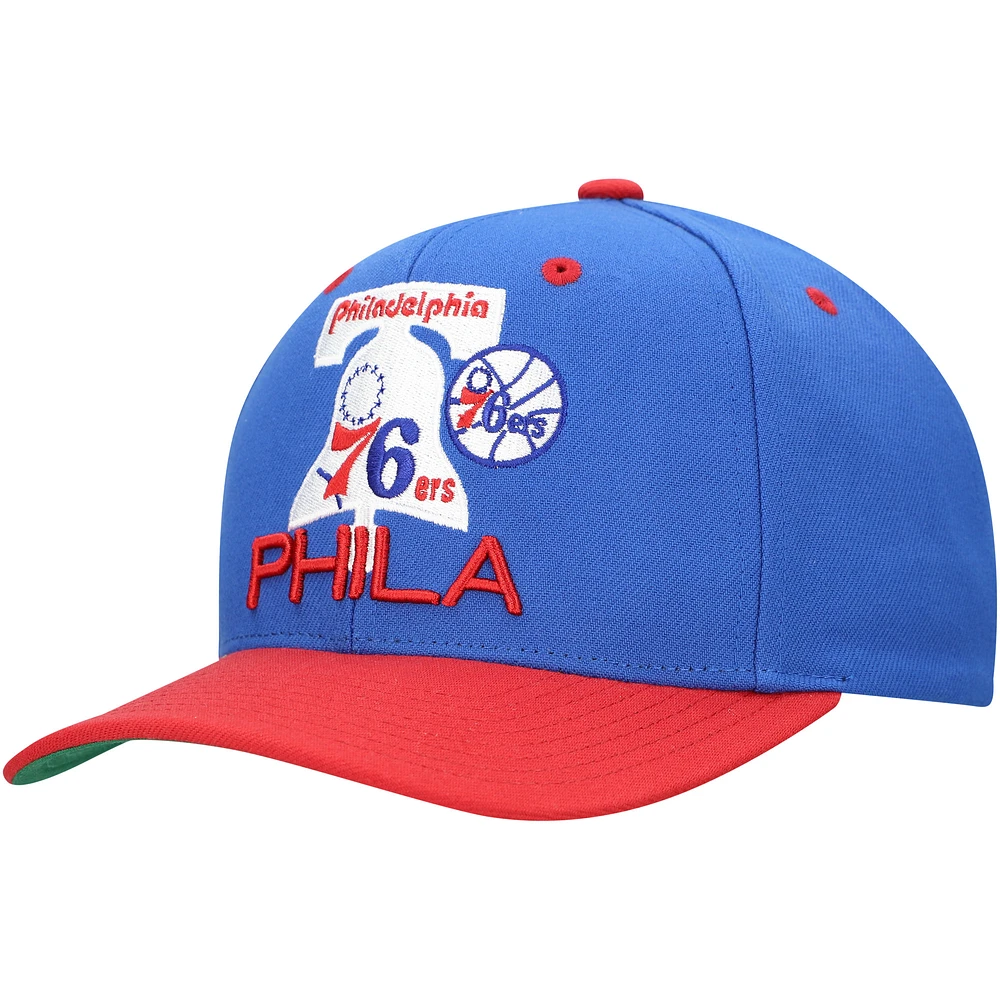 Men's Mitchell & Ness Royal Philadelphia 76ers All In 2.0 Pro Crown Snapback Hat