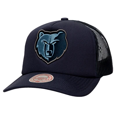 Men's Mitchell & Ness Navy Memphis Grizzlies Core Evergreen OTC Trucker Adjustable Hat