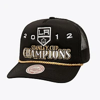 Men's Mitchell & Ness Black Los Angeles Kings SOUL Collection Golden Stanley Cup Champions Trucker Adjustable Hat