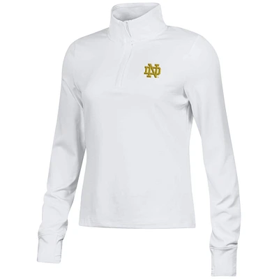 Women's Under Armour White Notre Dame Fighting Irish 2024 Shamrock Series Motion Quarter-Zip Pullover Top