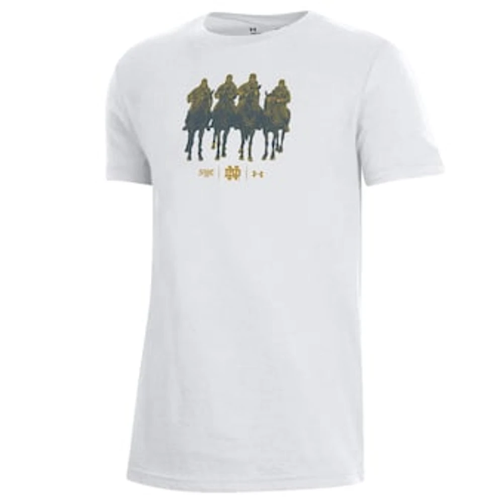 Youth Under Armour White Notre Dame Fighting Irish 2024 Shamrock Series Horses T-Shirt