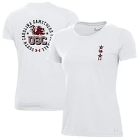 Women's Under Armour White South Carolina Gamecocks Throwback 2 Hit Performance T-Shirt