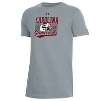 Youth Under Armour Heather Gray South Carolina Gamecocks Throwback Helmet Performance T-Shirt