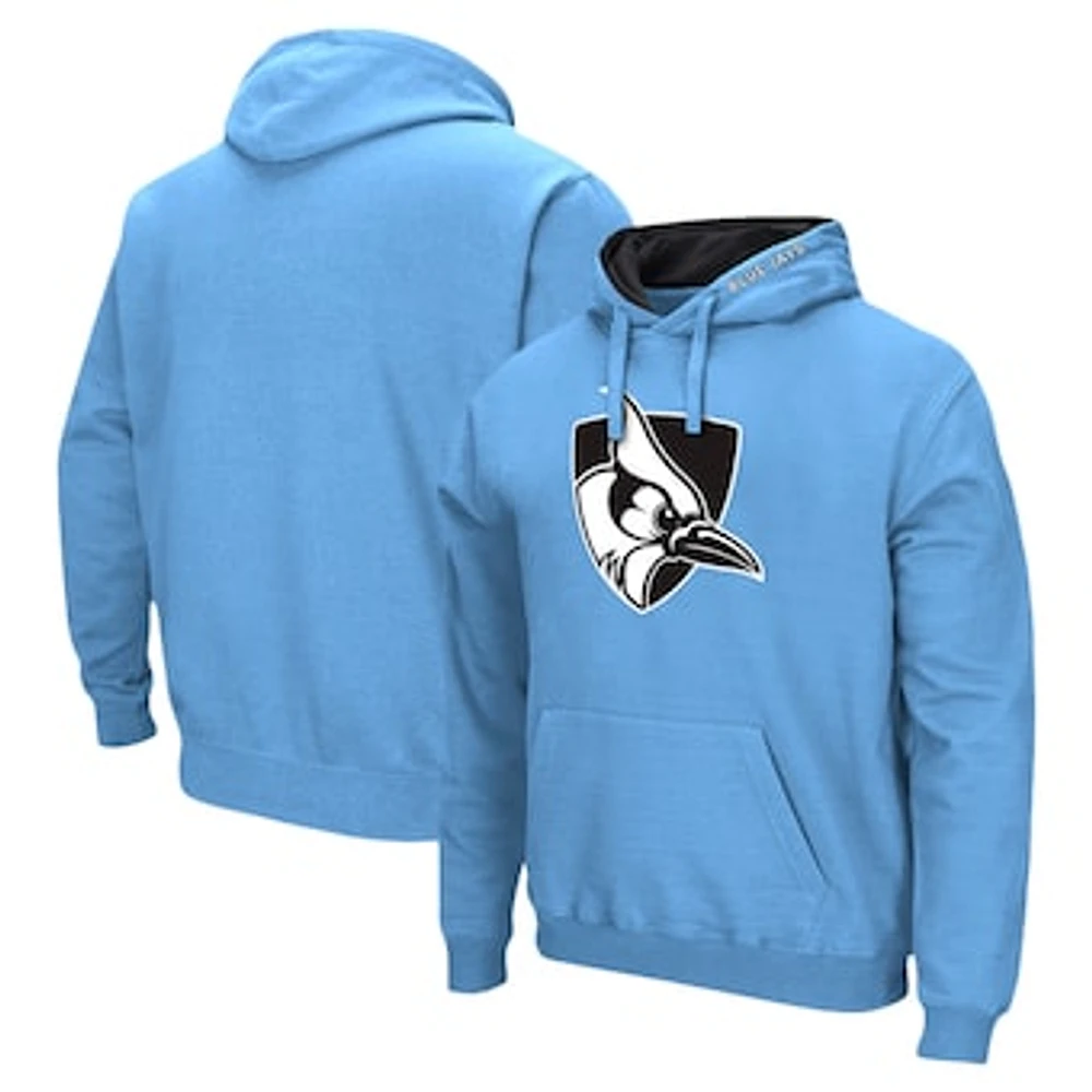 Men's Colosseum Light Blue Johns Hopkins Jays Arch & Logo 3.0 Pullover Hoodie