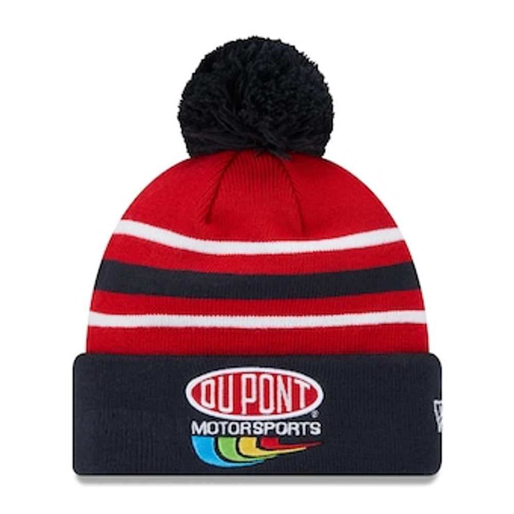 Men's New Era Navy Jeff Gordon DuPont Cuffed Knit Hat with Pom