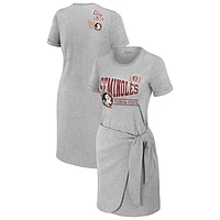 Women's WEAR by Erin Andrews Heather Gray Florida State Seminoles Knotted T-Shirt Dress