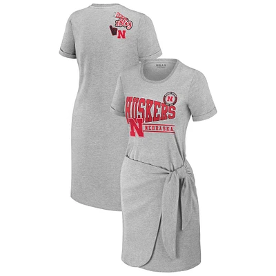 Women's WEAR by Erin Andrews Heather Gray Nebraska Huskers Knotted T-Shirt Dress