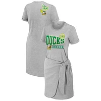 Women's WEAR by Erin Andrews Heather Gray Oregon Ducks Knotted T-Shirt Dress