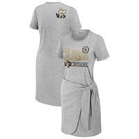 Women's WEAR by Erin Andrews Heather Gray Colorado Buffaloes Knotted T-Shirt Dress