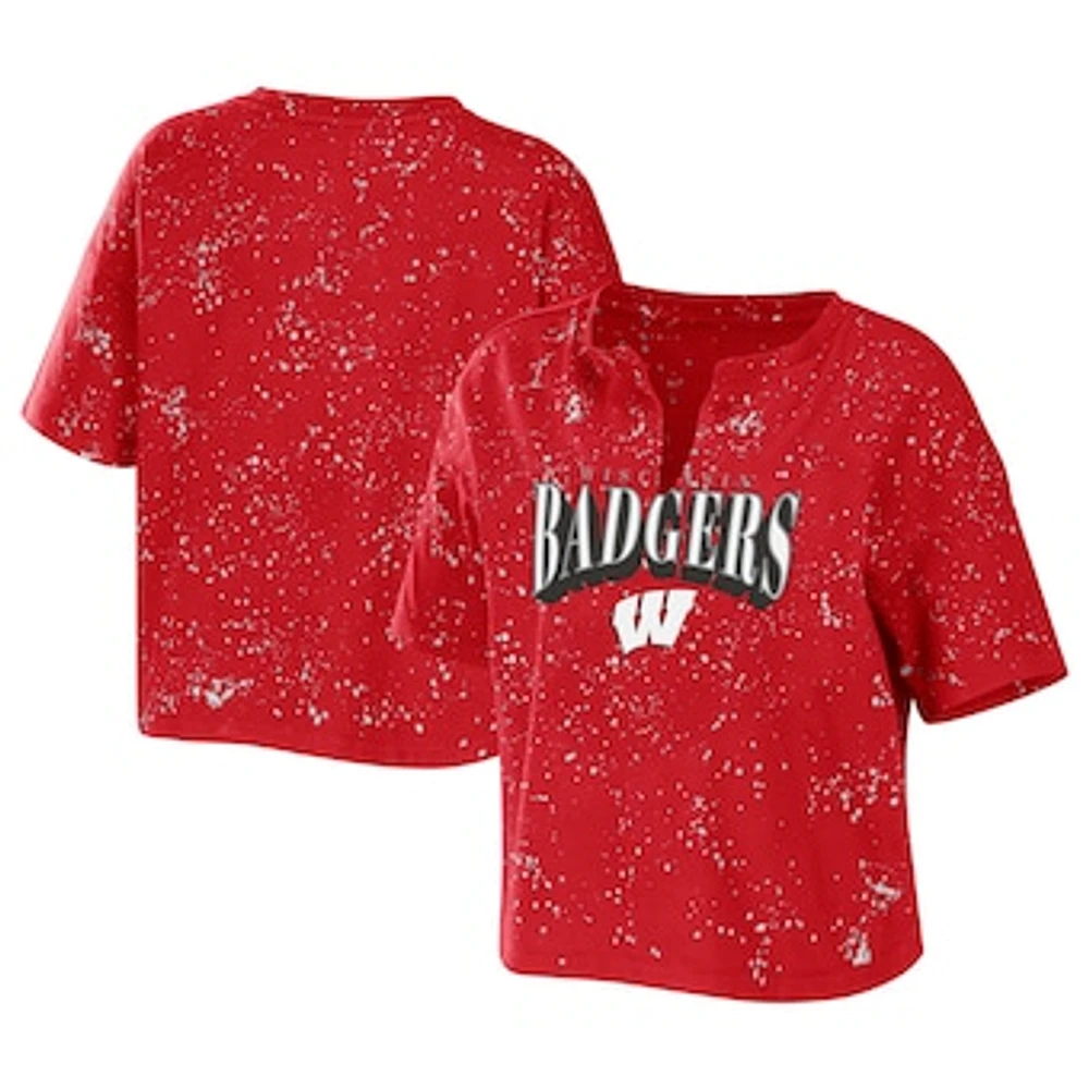 Women's WEAR by Erin Andrews Red Wisconsin Badgers Splatter T-Shirt