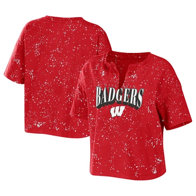 Women's WEAR by Erin Andrews Red Wisconsin Badgers Splatter T-Shirt