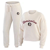 Women's WEAR by Erin Andrews  Cream Florida State Seminoles Rib-Knit Long Sleeve T-Shirt & Pants Lounge Set