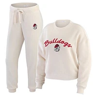 Women's WEAR by Erin Andrews  Cream Georgia Bulldogs Rib-Knit Long Sleeve T-Shirt & Pants Lounge Set