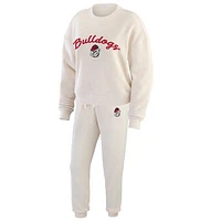 Women's WEAR by Erin Andrews  Cream Georgia Bulldogs Rib-Knit Long Sleeve T-Shirt & Pants Lounge Set