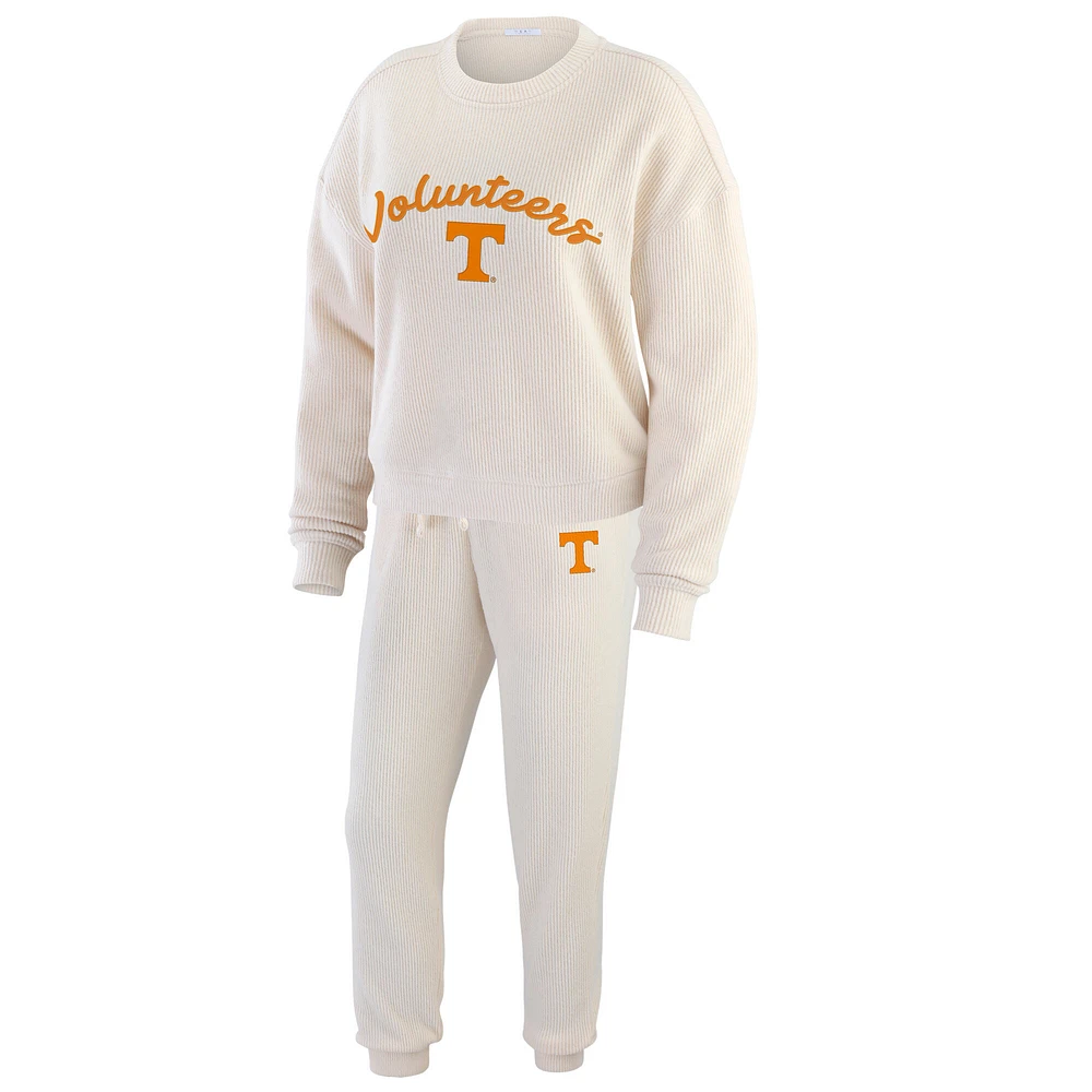 Women's WEAR by Erin Andrews  Cream Tennessee Volunteers Rib-Knit Long Sleeve T-Shirt & Pants Lounge Set