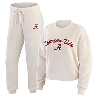 Women's WEAR by Erin Andrews  Cream Alabama Crimson Tide Rib-Knit Long Sleeve T-Shirt & Pants Lounge Set