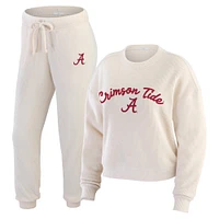 Women's WEAR by Erin Andrews  Cream Alabama Crimson Tide Rib-Knit Long Sleeve T-Shirt & Pants Lounge Set