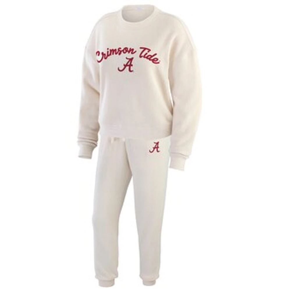 Women's WEAR by Erin Andrews  Cream Alabama Crimson Tide Rib-Knit Long Sleeve T-Shirt & Pants Lounge Set