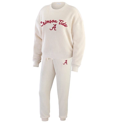 Women's WEAR by Erin Andrews  Cream Alabama Crimson Tide Rib-Knit Long Sleeve T-Shirt & Pants Lounge Set