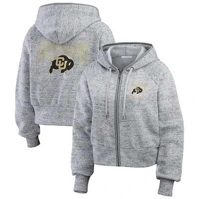 Women's Wear by Erin Andrews Heather Gray Colorado Buffaloes Speckle Double-Hit Raglan Full-Zip Hoodie