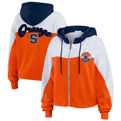 Women's WEAR by Erin Andrews Orange Syracuse Color-Block Full-Zip Hoodie