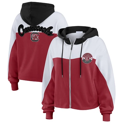 Women's WEAR by Erin Andrews Garnet South Carolina Gamecocks Color-Block Full-Zip Hoodie