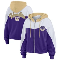 Women's WEAR by Erin Andrews Purple Washington Huskies Color-Block Full-Zip Hoodie