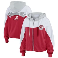 Women's WEAR by Erin Andrews Crimson/White Alabama Crimson Tide Color-Block Full-Zip Hoodie